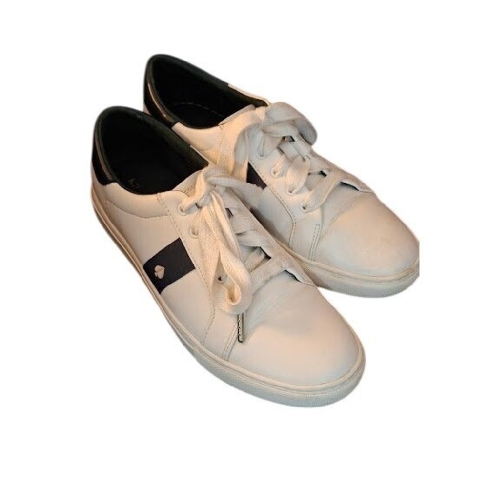 Kate Spade New York Iggy White Green Leather Lace Up Sneakers Womens 10B